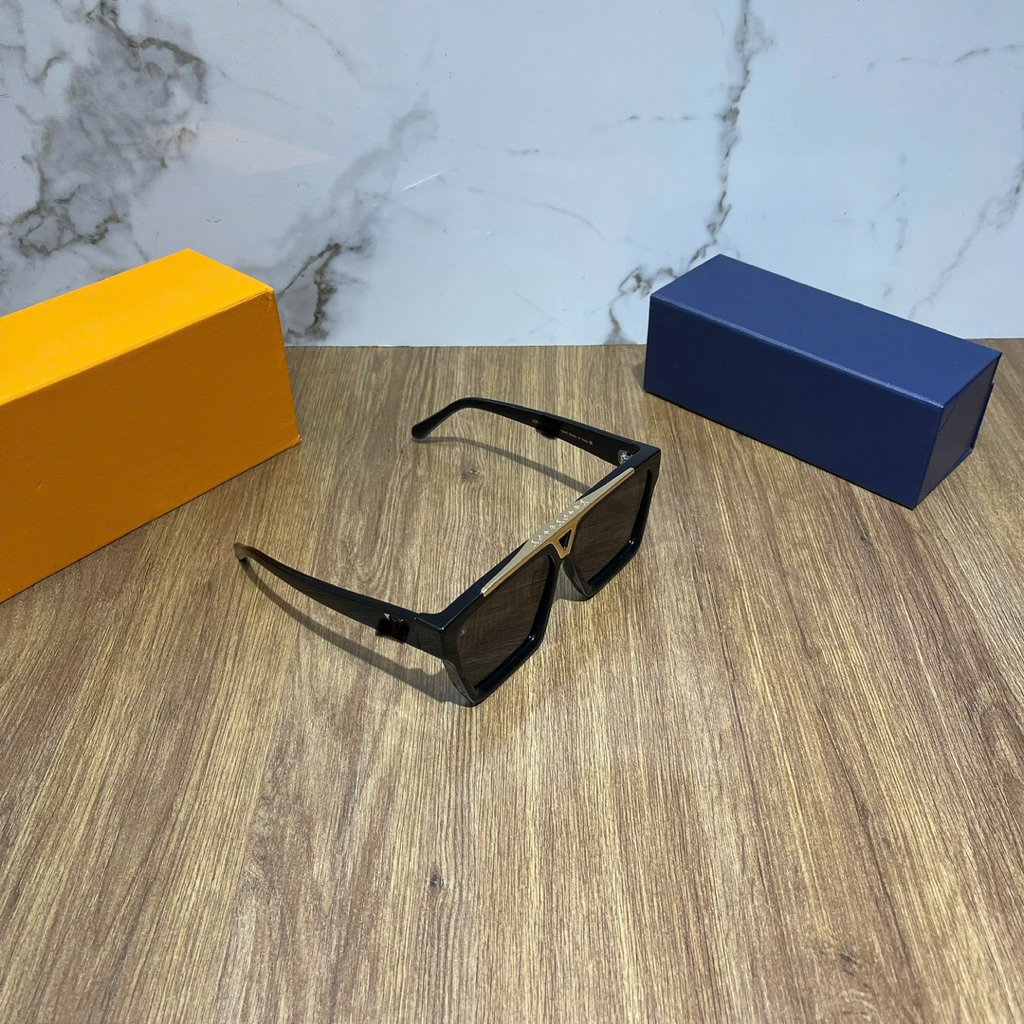 ⚡️[Hight Quality] Kính Râm \/ Nam Nữ Ev1den Sunglasses Full Box - Điểm Nhấn Họa Tiết Vàng Phối Đen Kính Mát