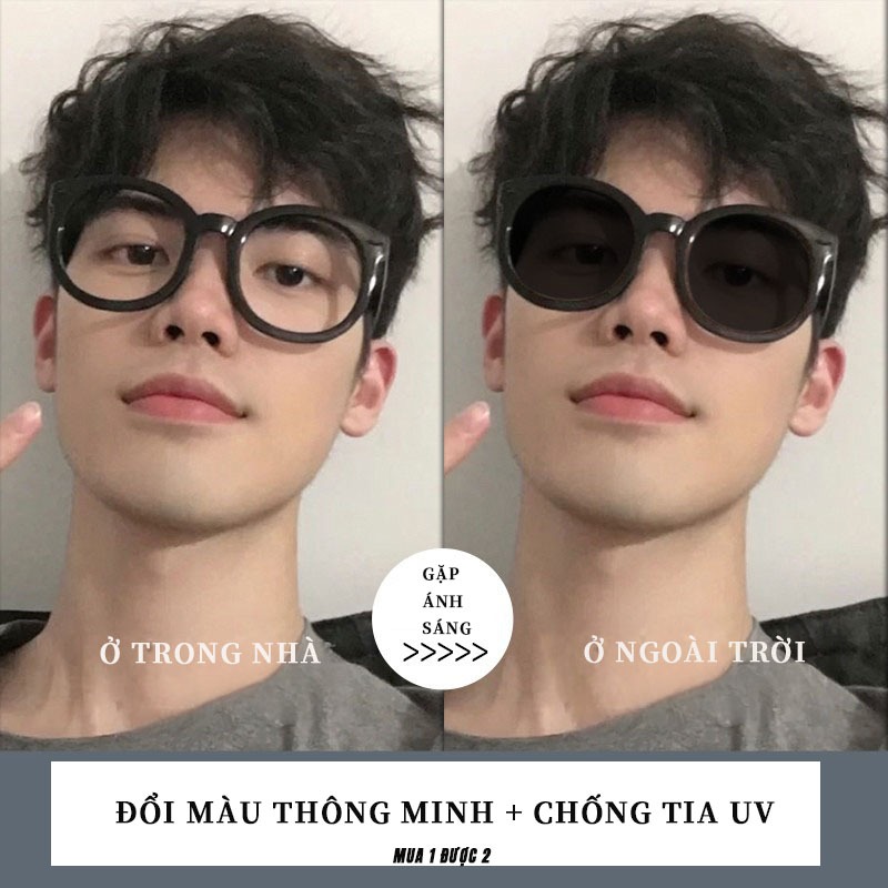 Gọng Kính Tròn Đổi Màu MOCO Chống Ánh Sáng Xanh, Kính Mắt Thời Trang Tháo Lắp Tròng Cận Tùy Thích - Mã 610