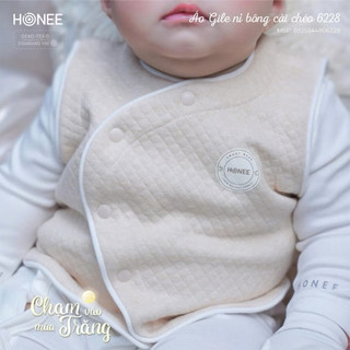 Áo Gile thu đông HRNEE chần bông mỏng cài giữa sơ sinh in hình Dino