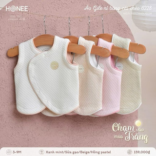 Áo Gile thu đông HRNEE chần bông mỏng cài giữa sơ sinh in hình Dino