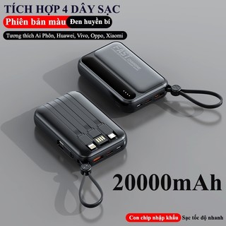 Sạc siêu nhanh, pin dự phòng 20000mAh, dung lượng lớn, tích hợp 4 cáp sạc nhanh