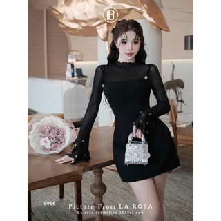 Set Váy Thu Đông Tiểu Thư LA ROSA Thiết Kế Váy 2 Dây Đính Đá Kèm Áo Thun Nhũ Tay Đính Lông S966