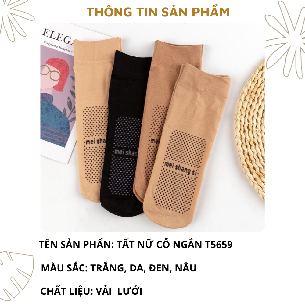 Tất Da Nữ Mỏng Nhẹ Chống Trơn Trượt, Vớ Nữ Cổ Ngắn Siêu Dai, Chống Nắng ZANABRA T5659