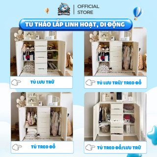 (MỚI) Kệ Đựng Đồ Cao Cấp PAKEY Có Tấm Hậu, Kệ Tủ Đa Năng Cho Bé Có Ngăn Treo, Nhựa Nguyên Sinh An Toàn