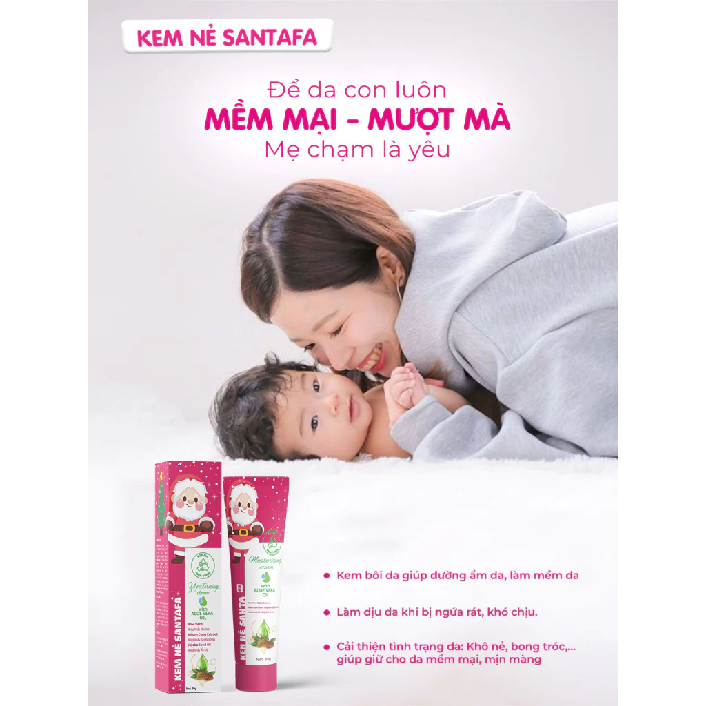Kem Nẻ Dưỡng Ẩm Santafa Cho Bé, Hỗ Trợ Da Khô Nẻ, Nứt Gót, Chải Sần An Toàn Từ 6 Tháng Tuổi, Typ 30g