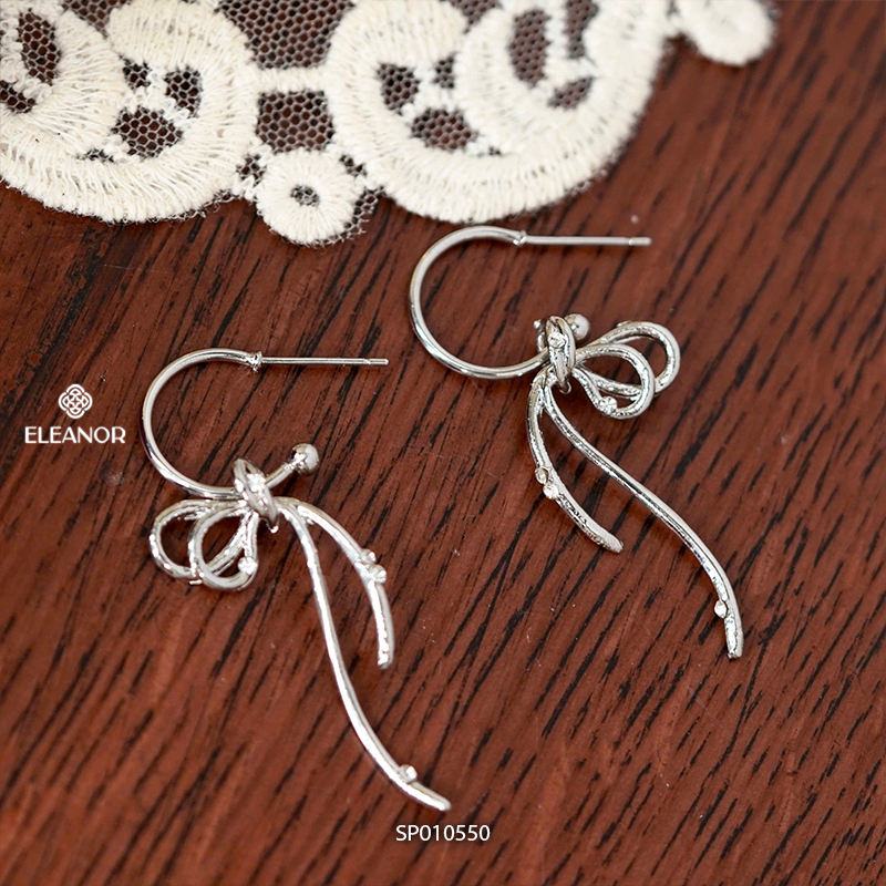 Bông tai nữ chuôi bạc 925 Eleanor Accessories dáng dài hình nơ phụ kiện trang sức khuyên tai 10550