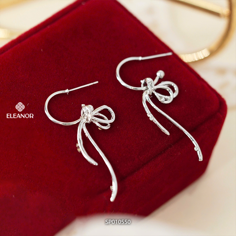 Bông tai nữ chuôi bạc 925 Eleanor Accessories dáng dài hình nơ phụ kiện trang sức khuyên tai 10550