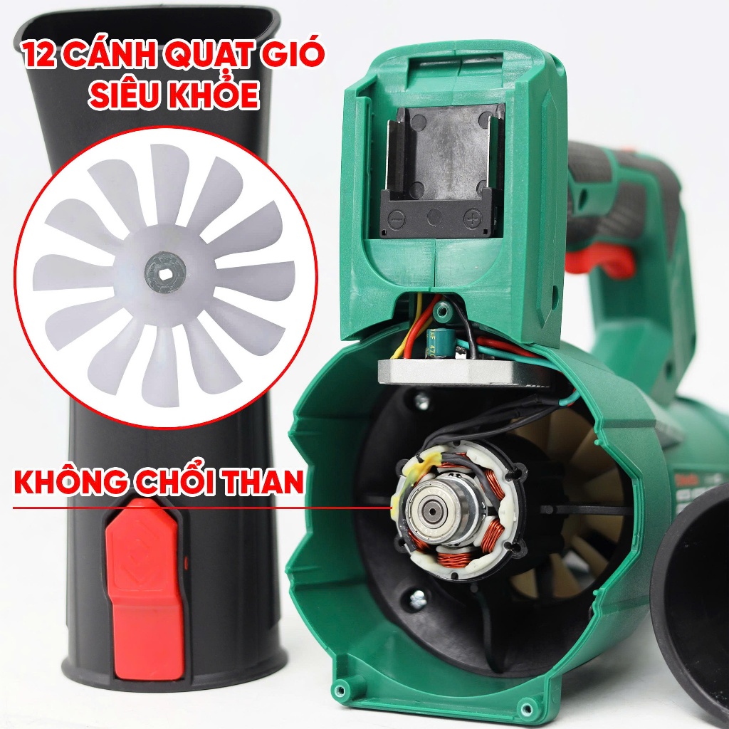 Máy Thổi Lá Workfix WF-TL680M Công Suất 850W, Chân Phổ Thông 15 Cell Không Chổi Than, 6 Cấp Độ Gió, Gió Mạnh