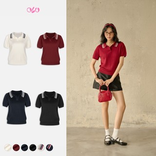 Áo kiểu OLV dệt kim cổ polo phối viền Ivelisse và Loxley nhiều màu trẻ trung phù hợp mọi dịp