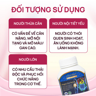 Viên uống thải độc mỡ nội tạng Vitatree Organ Fat Detox hỗ trợ chuyển hoá chất béo hộp 60 viên