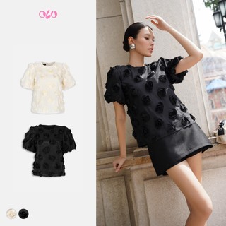 Áo OLV suông tay phồng đính hoa nữ tính thanh lịch Valdis nhiều màu dễ phối phù hợp đi chơi đi làm