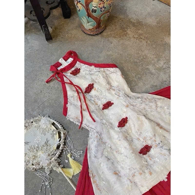 Set bộ cổ tàu mẹ và bé gái, áo cổ yếm cách tân mẹ và bé, phong cách truyền thống hiện đại, phù hợp đi chùa, lễ hội, tết