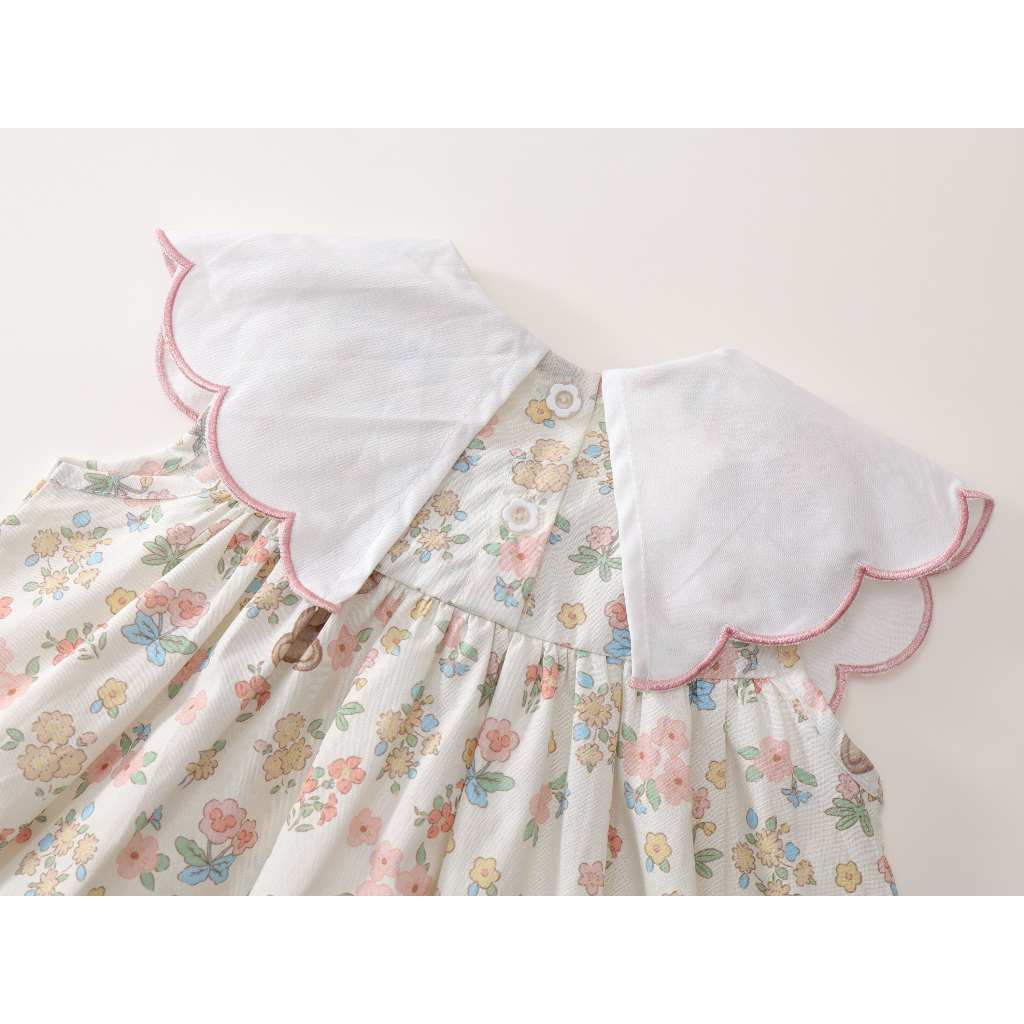 Váy Bé Gái Hania Kids, Váy Mùa Hè Cổ Tròn Họa Tiết Gấu Đáng Yêu Bé Mặc Hàng Ngày Chất Liệu Cotton