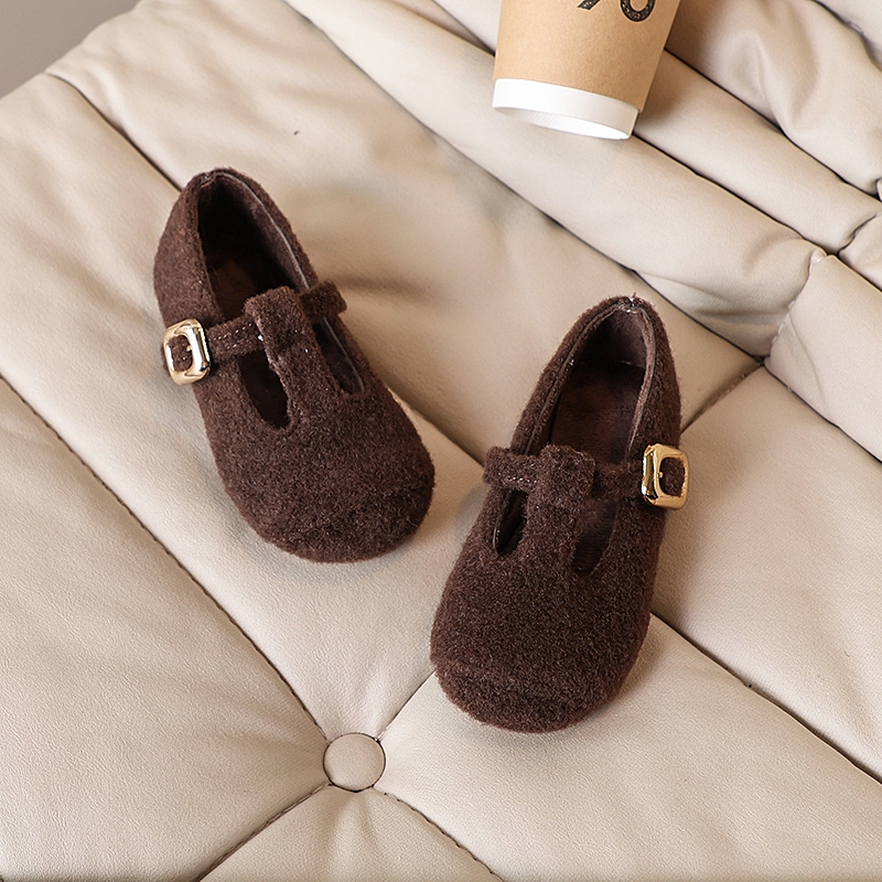 Búp bê bé gái-Giày cổ điển Mary Jane cotton trẻ em ấm áp thanh lịch phù hợp với trẻ 2-8 tuổi