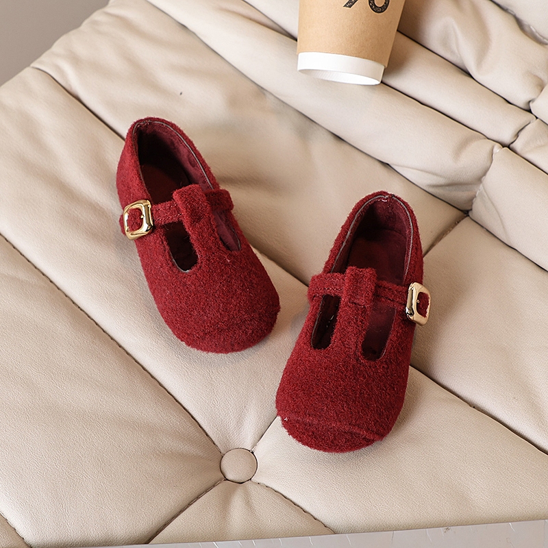 Búp bê bé gái-Giày cổ điển Mary Jane cotton trẻ em ấm áp thanh lịch phù hợp với trẻ 2-8 tuổi