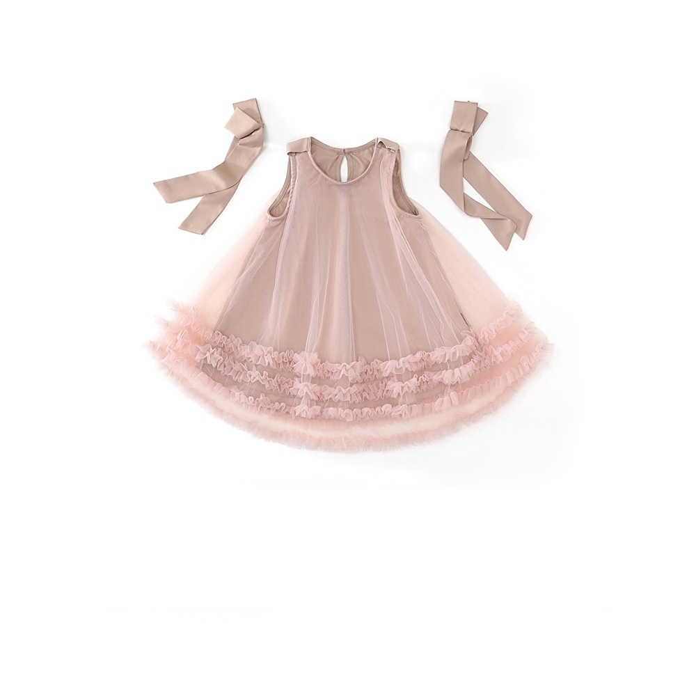 Váy Bé Gái Hania Kids Váy Công Chúa Phối Nơ Vai Cùng Lớp Ren Hồng Bèo Gấu Bồng Bềnh
