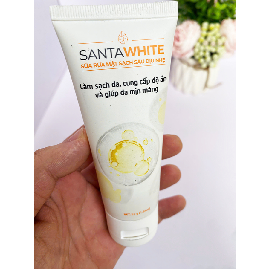 Sữa Rửa Mặt Sạch Sâu Dịu Nhẹ SANTAWHITE, Làm Sạch Sâu Bụi Bẩn,Bã Nhờn, Lớp Trang Điểm, Cấp Ẩm, Mềm