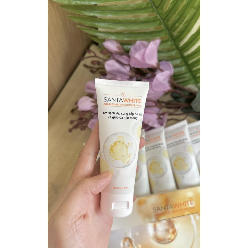 Sữa Rửa Mặt Sạch Sâu Dịu Nhẹ SANTAWHITE, Làm Sạch Sâu Bụi Bẩn,Bã Nhờn, Lớp Trang Điểm, Cấp Ẩm, Mềm