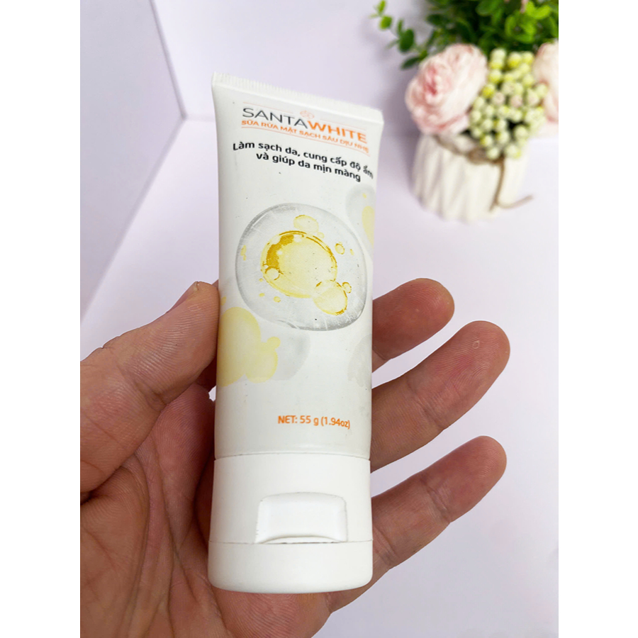 Sữa Rửa Mặt Sạch Sâu Dịu Nhẹ SANTAWHITE, Làm Sạch Sâu Bụi Bẩn,Bã Nhờn, Lớp Trang Điểm, Cấp Ẩm, Mềm