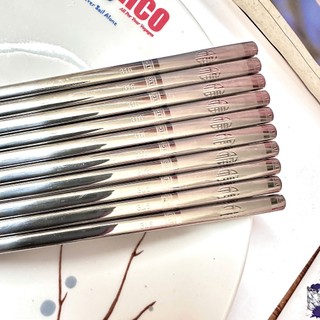 ( Phúc 316 ) Set 5 đôi 10 đôi  đũa BẠC  xám khắc chữa phúc  inox  316  loại tốt có hộp