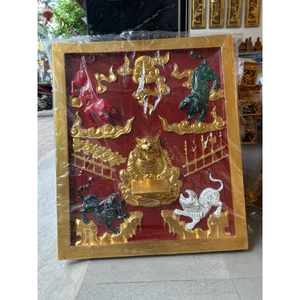 Tranh ngũ hổ gỗ mít Sơn son thếp vàng