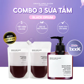 Combo sữa tắm và túi refill sữa tắm trắng da kem dưỡng thể 400ml Black Opium nước hoa thơm lâu tắm niacinamide