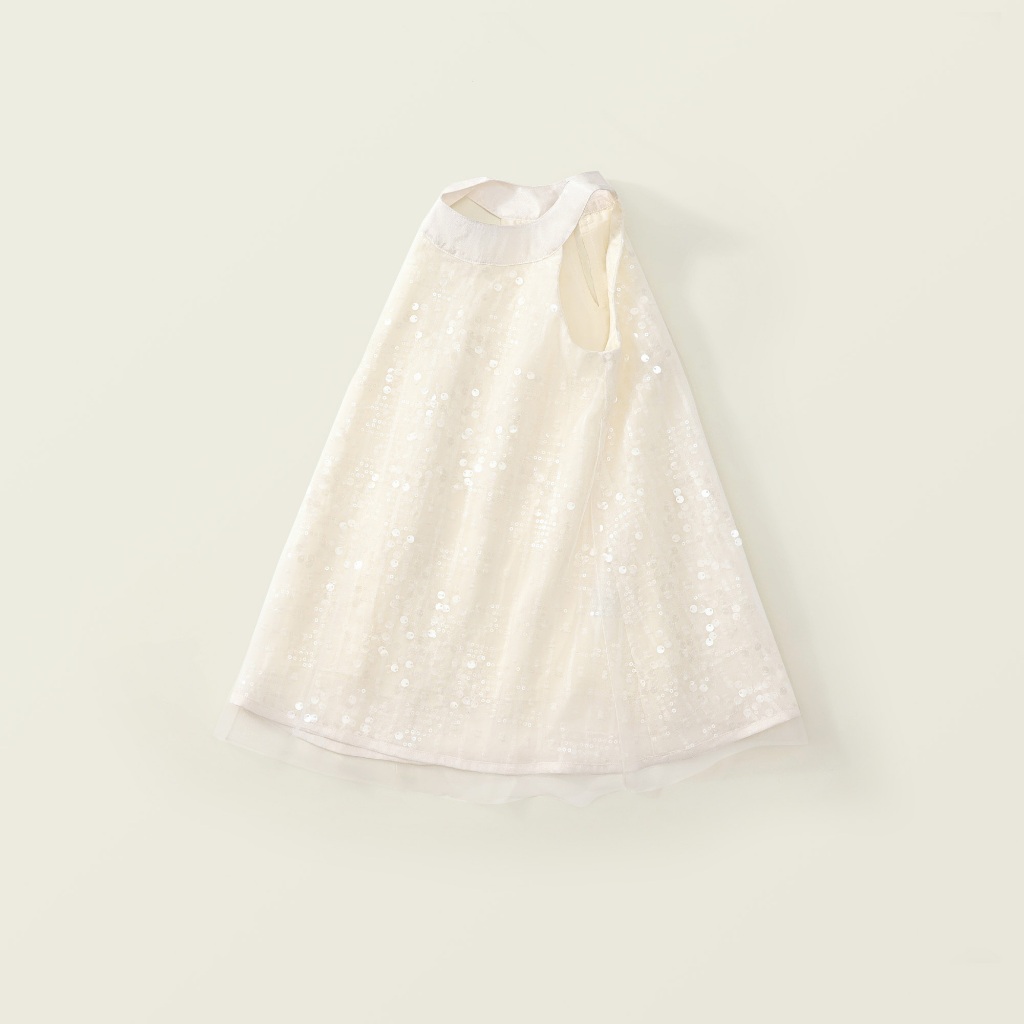 Váy Bé Gái Hania Kids Cổ Yếm 2 Lớp Phối Ren Kim Sa Lấp Lánh Bồng Bềnh