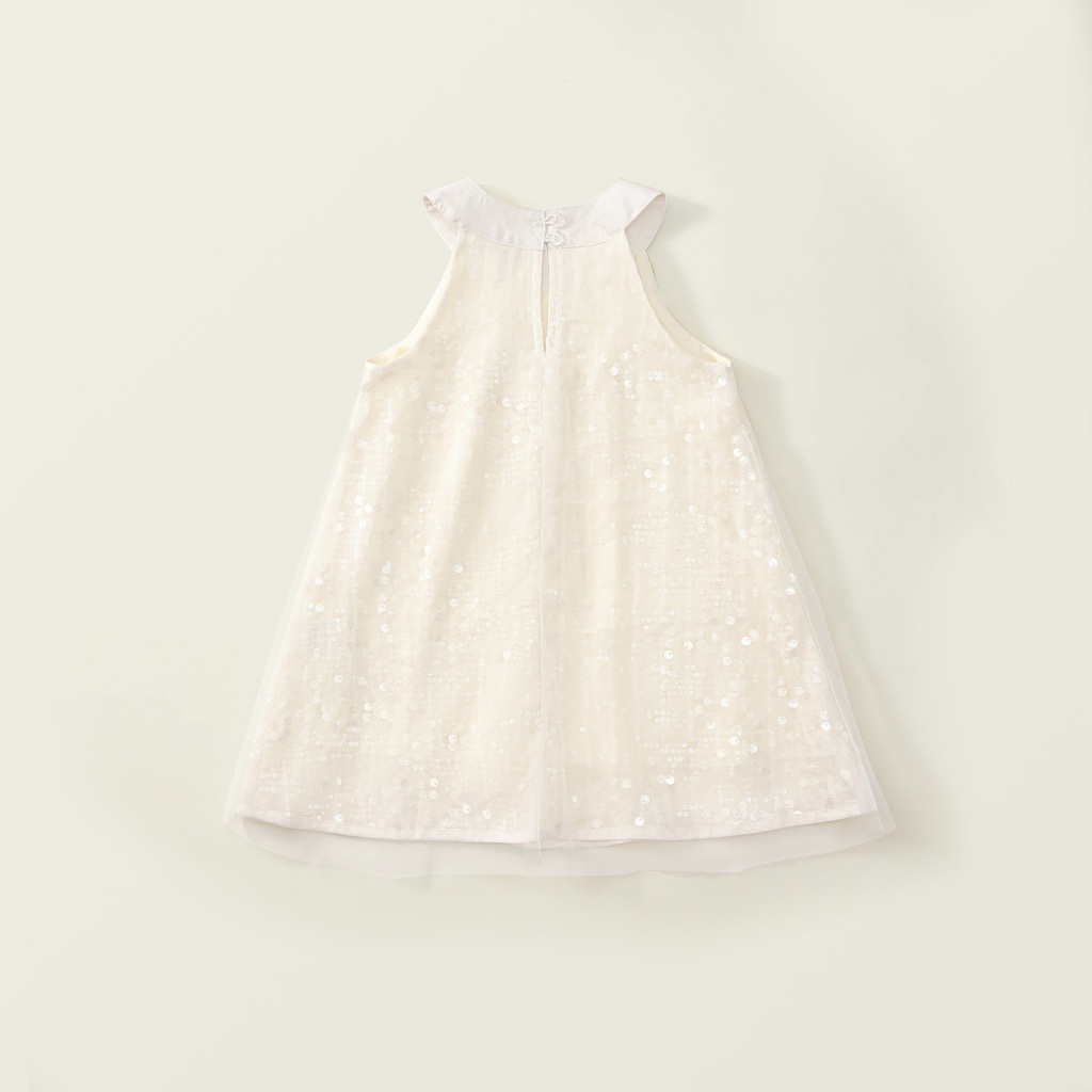 Váy Bé Gái Hania Kids Cổ Yếm 2 Lớp Phối Ren Kim Sa Lấp Lánh Bồng Bềnh