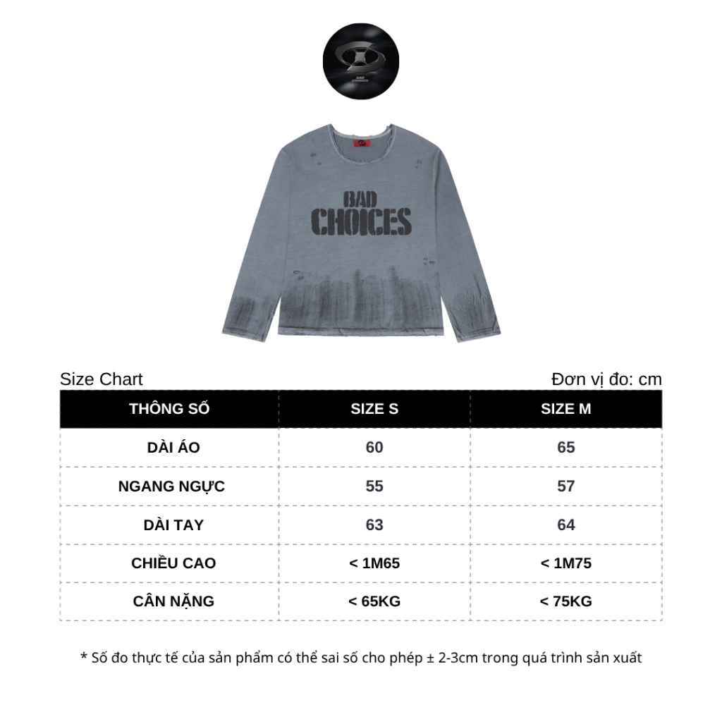 Bad Choices | Áo thun tay dài REBEL CROSS vải cotton form boxy