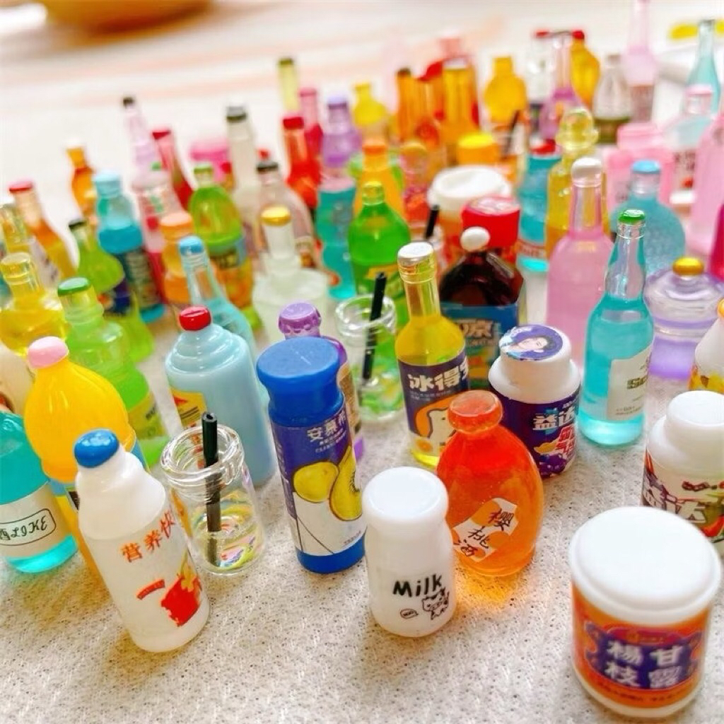 50 Túi Mù không trùng lặp Charm Đồ Ăn Chai Nước mini DIY Nhà Búp Bê,Kẹp Tóc, Trang Trí Ốp điện thoại, Túi mù Quà Tặng Bé