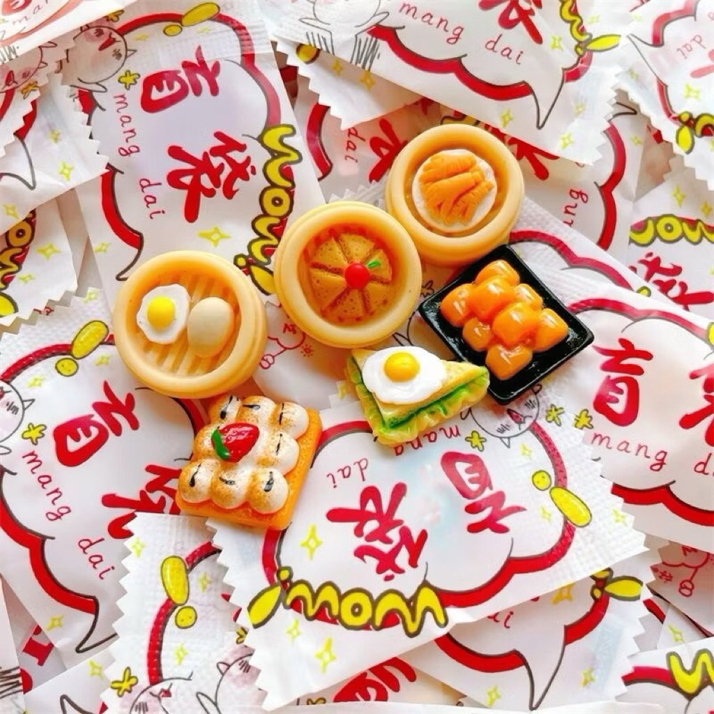50 Túi Mù không trùng lặp Charm Đồ Ăn Chai Nước mini DIY Nhà Búp Bê,Kẹp Tóc, Trang Trí Ốp điện thoại, Túi mù Quà Tặng Bé