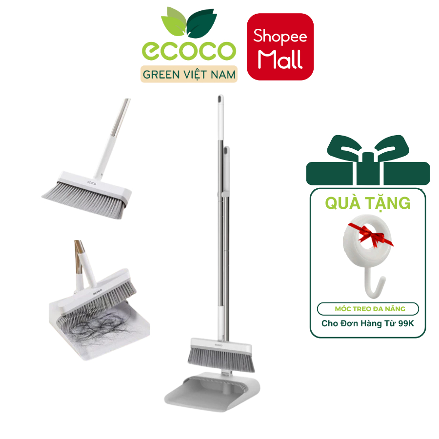 Bộ chổi quét nhà kèm hót rác ECOCO E2396 - 2 in 1 cán dài xoay 180 độ ...