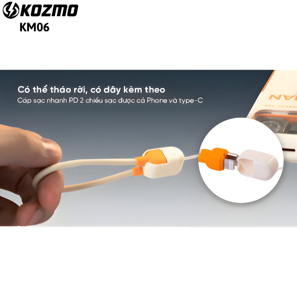 Bộ Sạc Kèm Dây Hít Nam Châm KOZMO6 10000mAh – Siêu Mỏng, Tản Nhiệt, Màn Hình LED, Sạc Nhanh Tiện Lợi