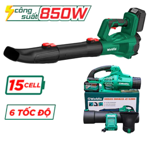 Máy thổi bụi thổi lá Workfix WF-TL680M - Công Suất lớn, 6 cấp tốc độ, cấp gió - Chân pin phổ thông 15cell