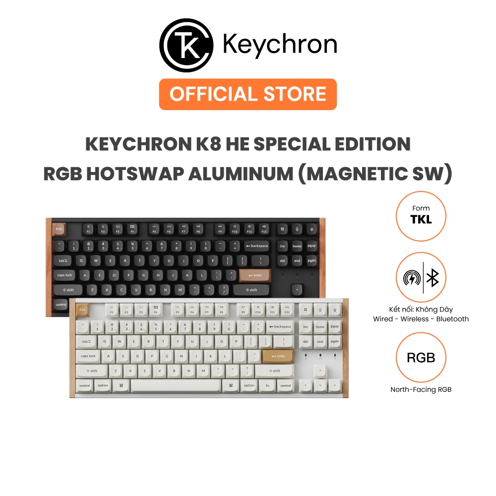 Bàn phím cơ không dây Keychron K8 HE Special Edition RGB Hotswap ...