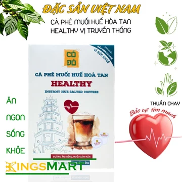[Thuần Chay] - Cà phê muối Huế hòa tan HEALTHY - Đường ăn kiêng, muối giảm mặn - Thương hiệu CỐ ĐÔ - Hộp 6 cốc