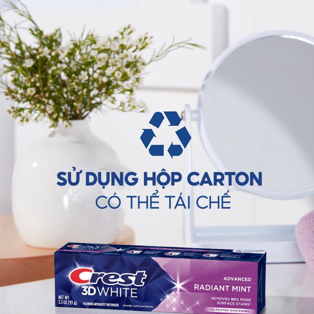 Kem Đánh Trắng Răng Crest 3D White Radiant Mint 93G