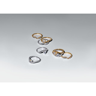 Nhẫn Pandora Phủ Vàng 14K Lượn Sóng Đính Đá Trái Tim