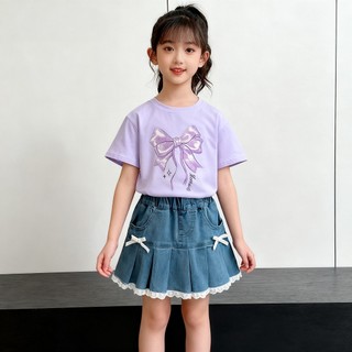 ÁO Thun NgắN Tay Cho Bé GáI: ThờI Trang, Dễ DàNg PhốI đồ, Trang Trí Nơ áO Thun Cho Bé GáI
