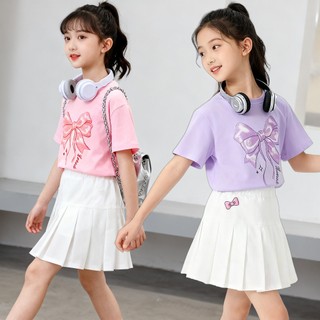 ÁO Thun NgắN Tay Cho Bé GáI: ThờI Trang, Dễ DàNg PhốI đồ, Trang Trí Nơ áO Thun Cho Bé GáI