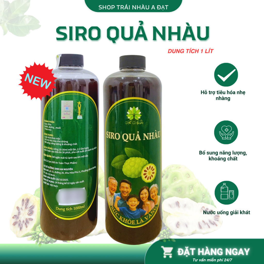 Siro quả nhàu nguyên chất An Nguyên chai 1 lít