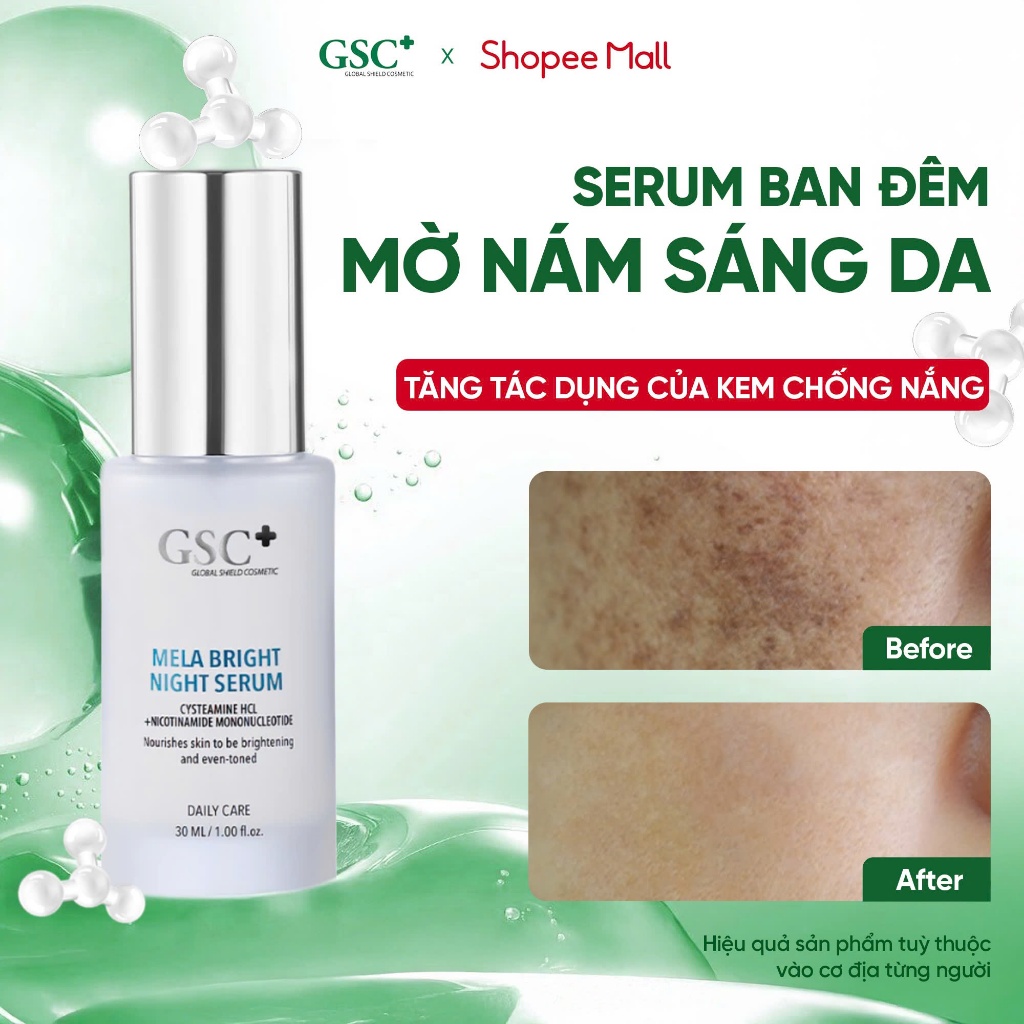 Serum GSC Mela Bright Night 30ml Chuẩn Hàn Quốc – Dưỡng Trắng, Làm Mờ Nám, Chống Oxy Hóa Ban Đêm - GC096A