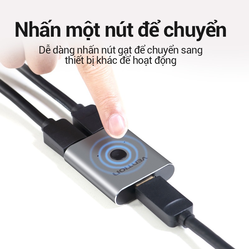 Bộ Chuyển Mạch HDMI 4k Hai Chiều Vention AFU – 2 Cổng, Hợp Kim Nhôm Cao Cấp, Hỗ Trợ Độ Phân Giải 4K@60Hz