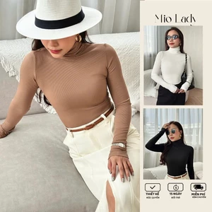 Áo thun tăm len giữ nhiệt cổ lọ dài tay , áo thun tăm cổ cao giữ nhiệt tay dài ôm sát body Miolady AO020