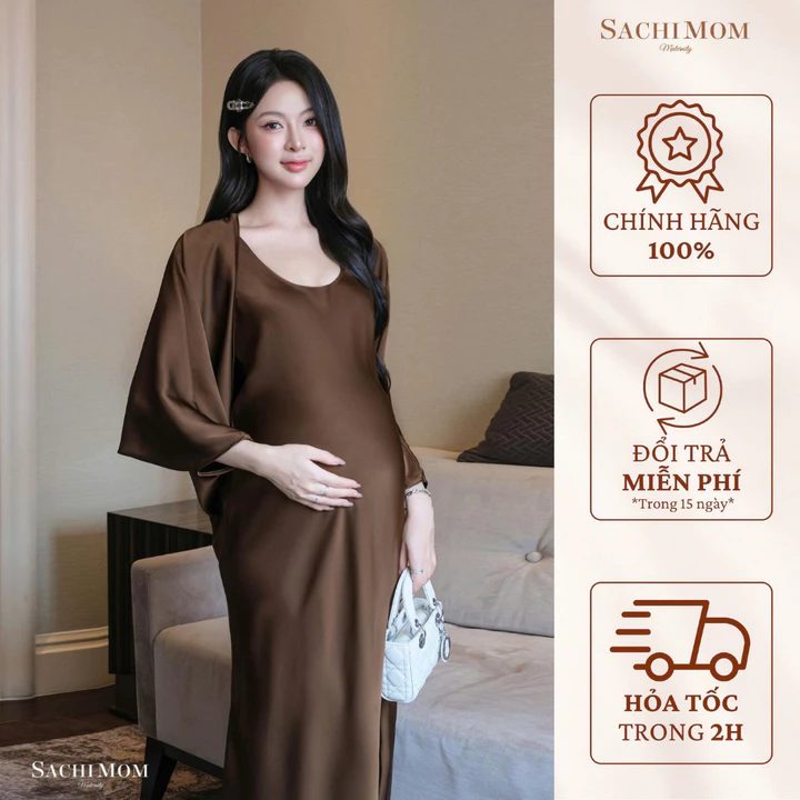 ĐẦM BẦU YONNA 2 MÓN ĐI TIỆC / DẠO PHỐ – ĐẦM 2 DÂY KÈM ÁO KHOÁC DÀI TAY – ĐẦM BẦU SACHIMOM