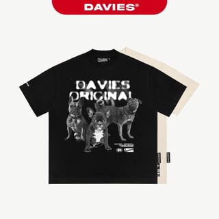 Áo phông local brand chính hãng DAVIES  nam nữ form rộng thun cotton màu đen, xám nhạt Pug Crew I D26-T6
