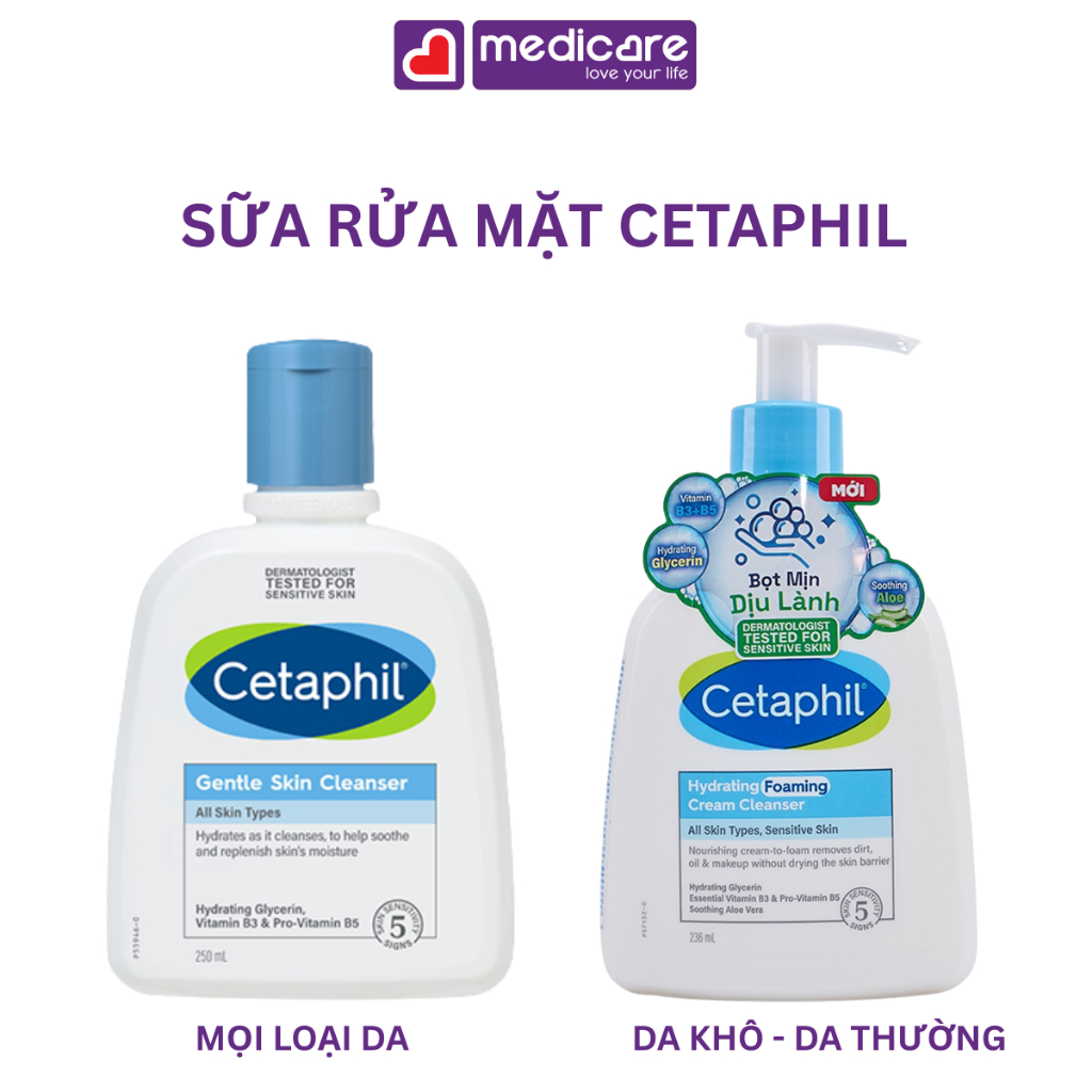 Sữa rửa mặt CETAPHIL dành cho da nhạy cảm, da khô 236ml & 250ml