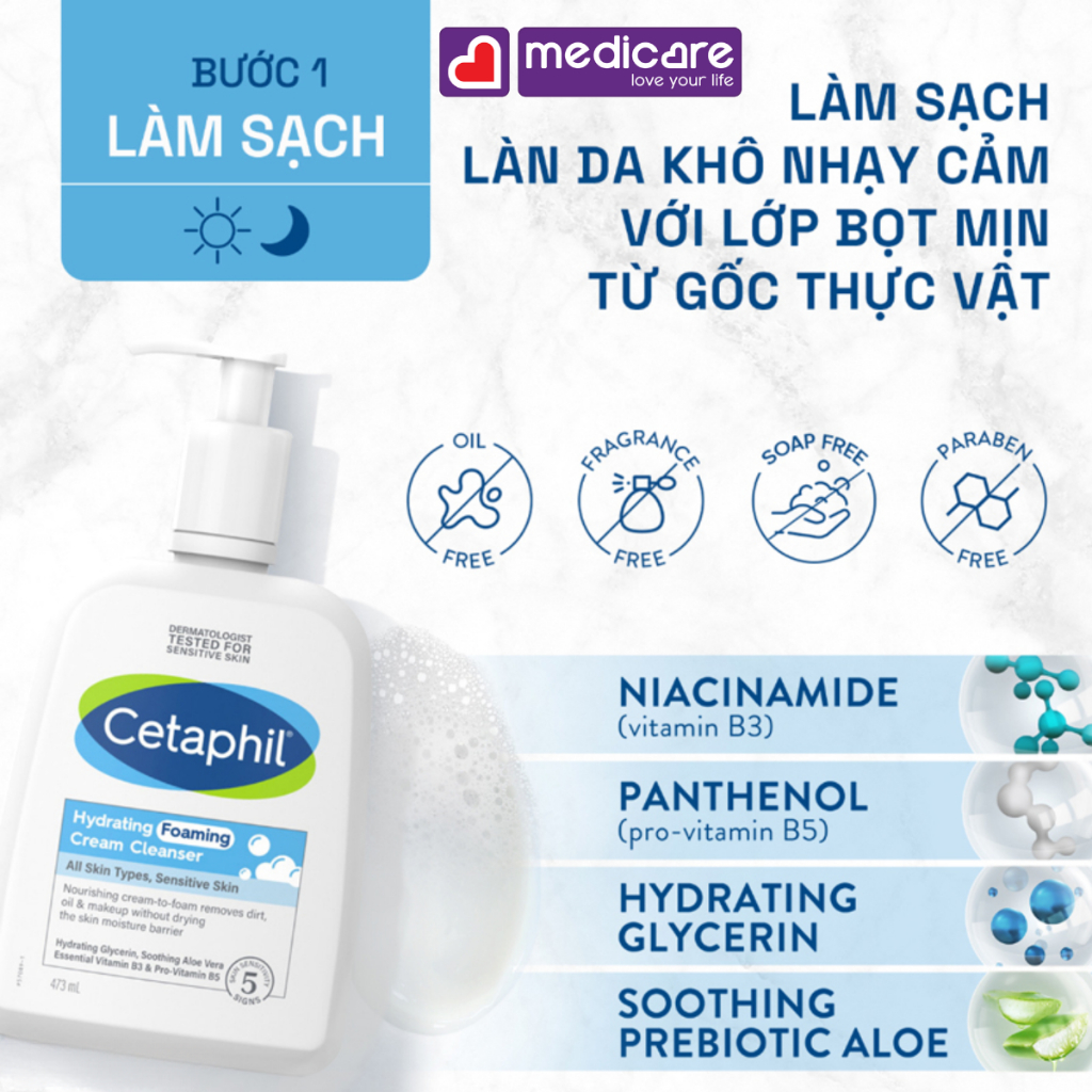 Sữa rửa mặt CETAPHIL dành cho da nhạy cảm, da khô 236ml & 250ml