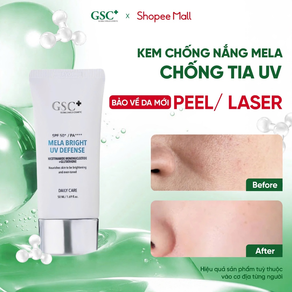 Kem Chống Nắng Chuẩn Hàn GSC Mela Bright SPF50+/PA  Giảm Nám, Bảo Vệ Da Sau Peel/ Laser Khỏi Tia UV 50ml -  GC099A