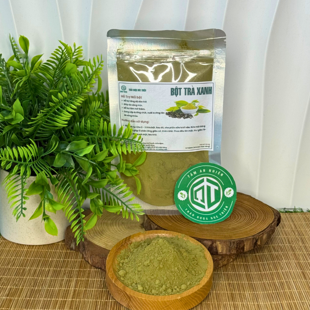 Bột Trà Xanh Nguyên Chất Đức Thiện (Mịn, Sạch, Thơm) - Ngăn Ngừa Mun, Dưỡng Da Trắng Mịn